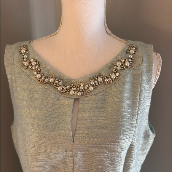 Tahari Arthur S Levine Mint Green Woven Cocktail Sheath Style Dress Size 16 - Picture 2 of 14